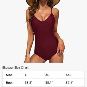 Ekouaer Women's Burgundy One Piece Swimsuit